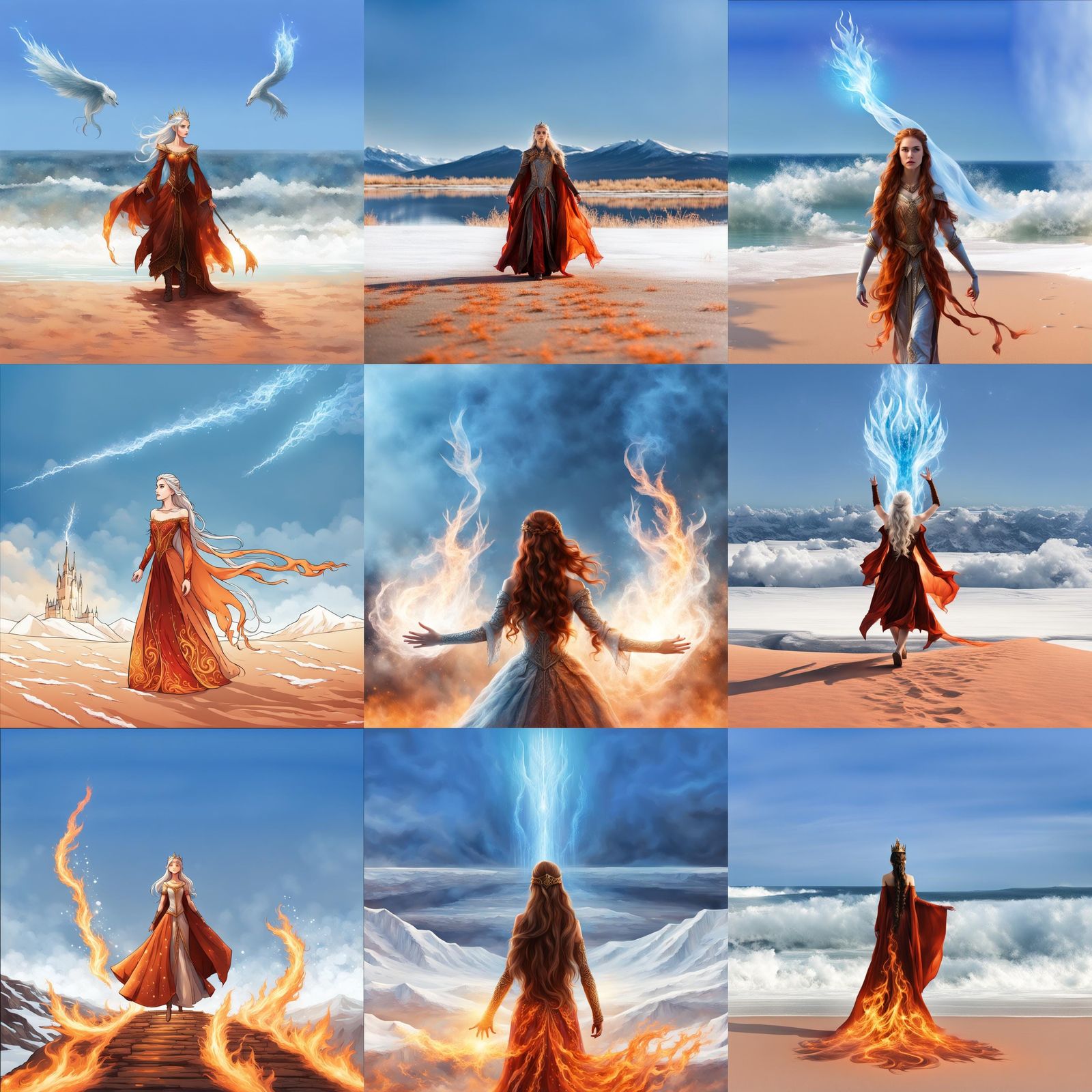 Ice and Fire Princess Reaching for the Sky