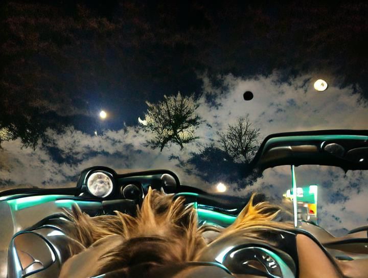 Top-Down View of Car Under Moonlight