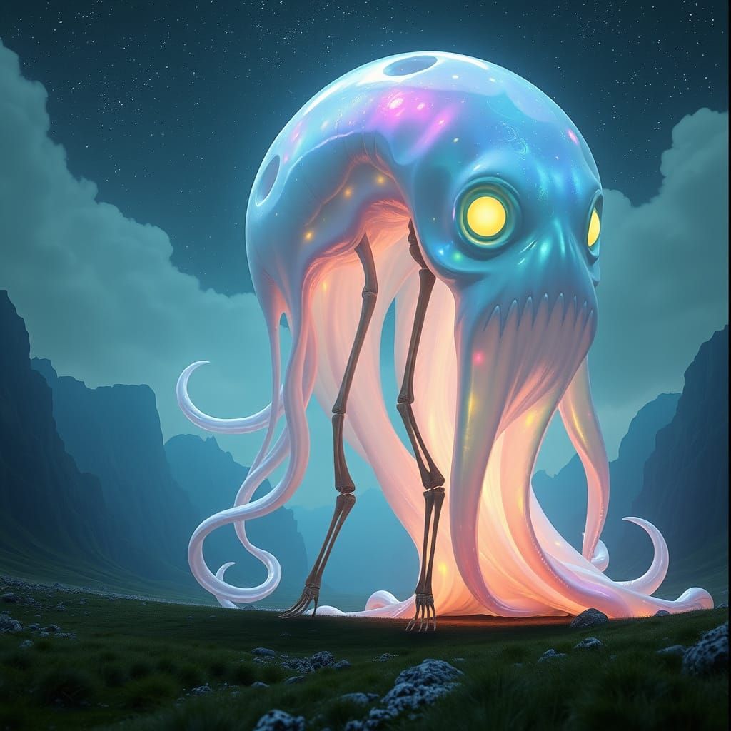 Iridescent Slime Giant in Surreal Style