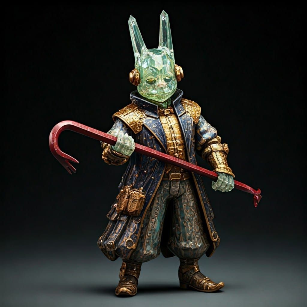 Crystalline Mecha-Punk Character with Crowbar