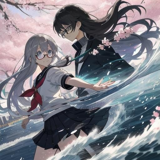 Anime-Style Japanese High School Scene with Students