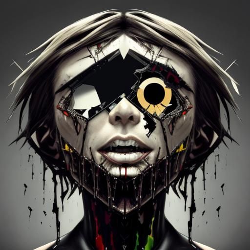 Fragmented Male Face in Dark Fantasy Digital Art