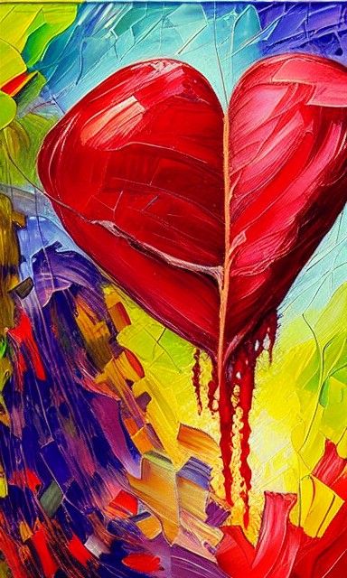 Bleeding Heart Flowers in Expressionist Impasto Style