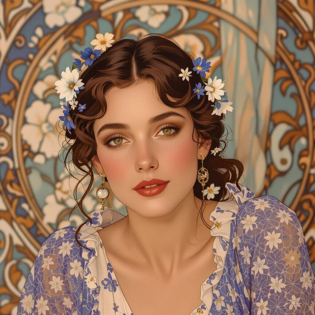 Elegant Woman in Art Nouveau Style