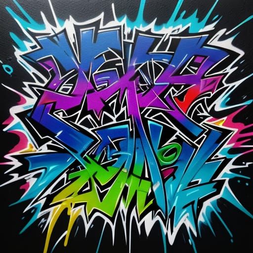 Vibrant Graffiti Art in Street Style with Neon Colors
