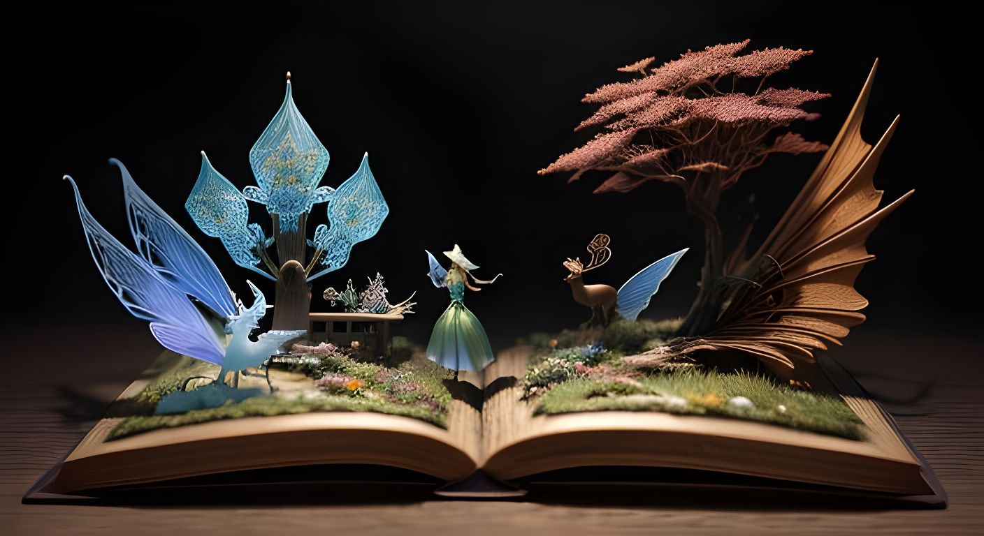 Fairytale Sculpture Book with Escaping Fairy Creatures