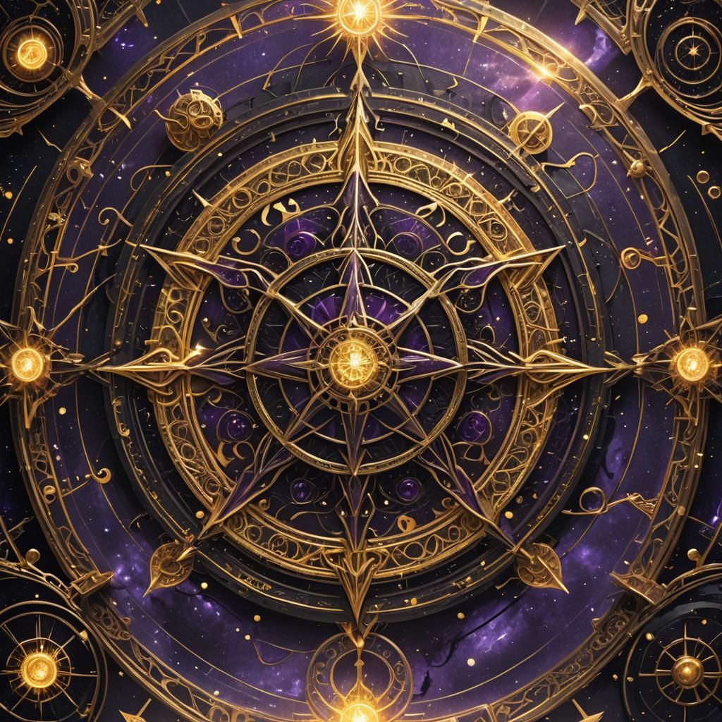 Mystic Black Energy Star with Golden Sigils