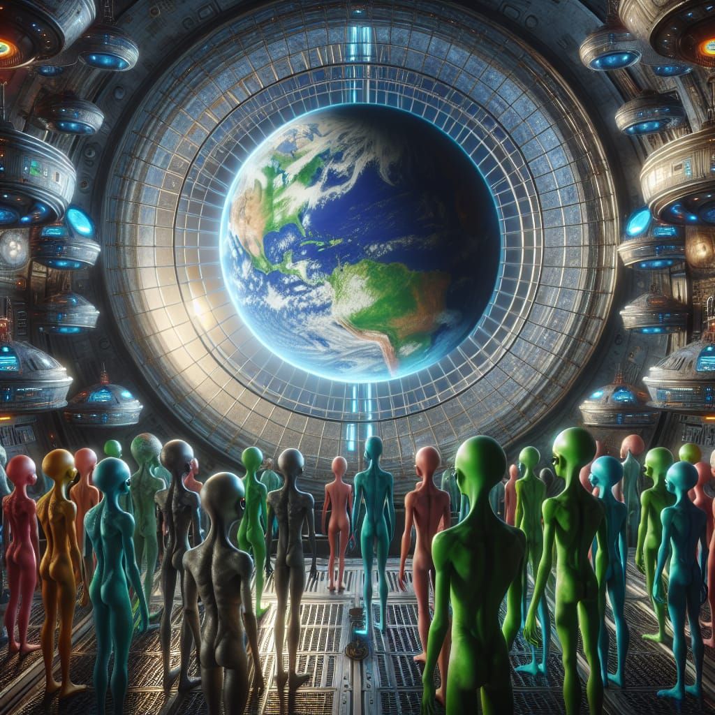 Extraterrestrial Beings Observe Caged Earth in Spaceship