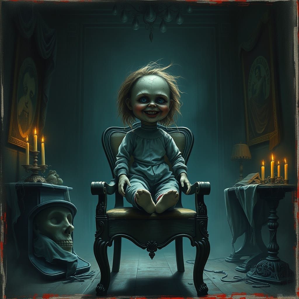 Eerie, Macabre Scene in Dark, Ominous Style