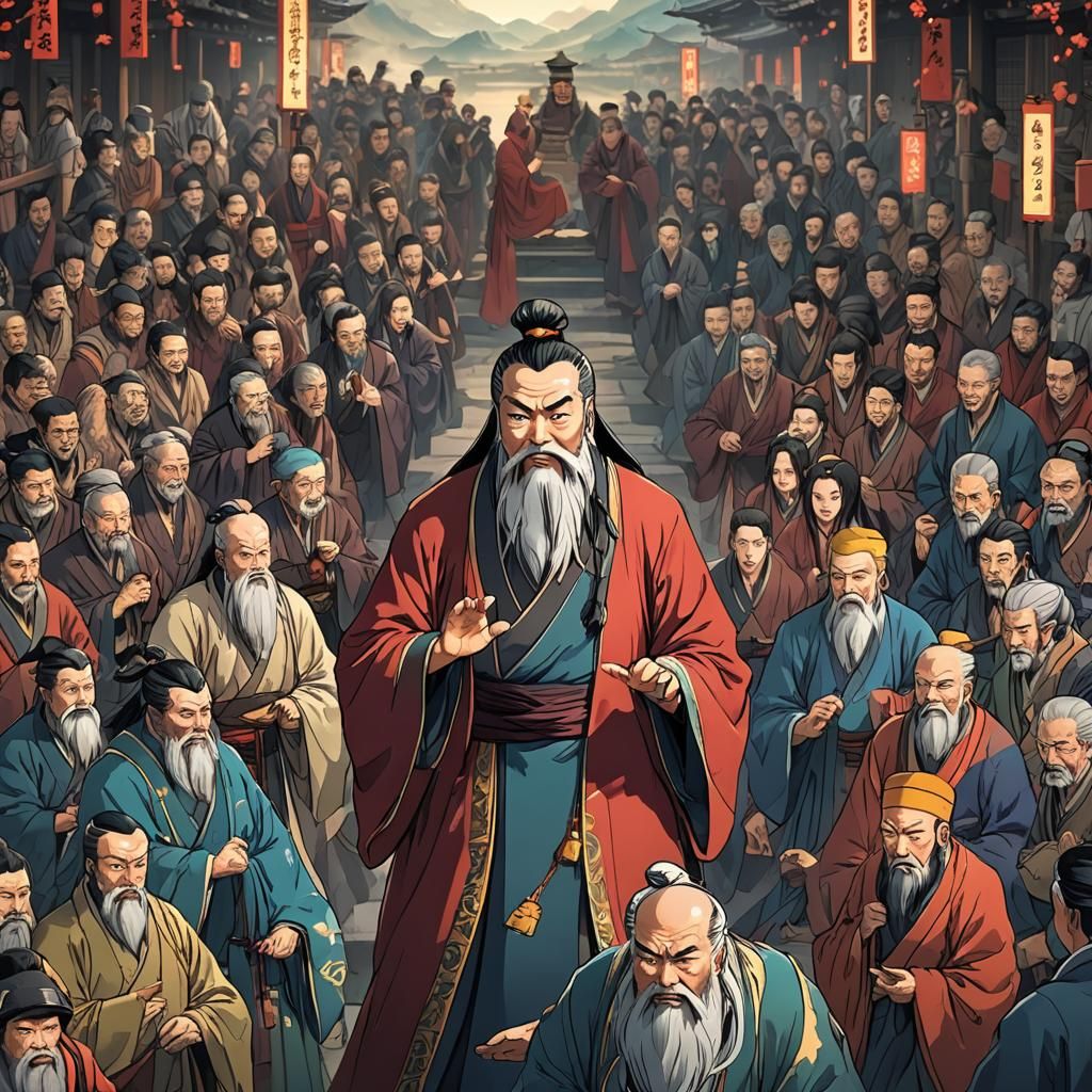 Confucius and Eastern Sages in Anime Style