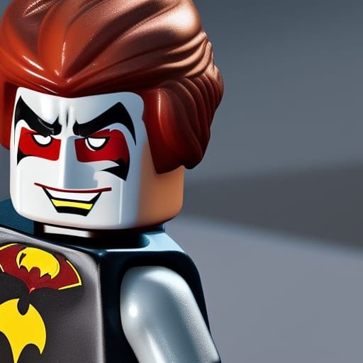 Lego Batman with Joker Head in 3D Rendering