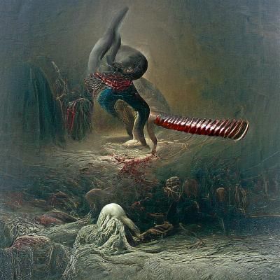 Boy with Kanabo in Horror Art Style