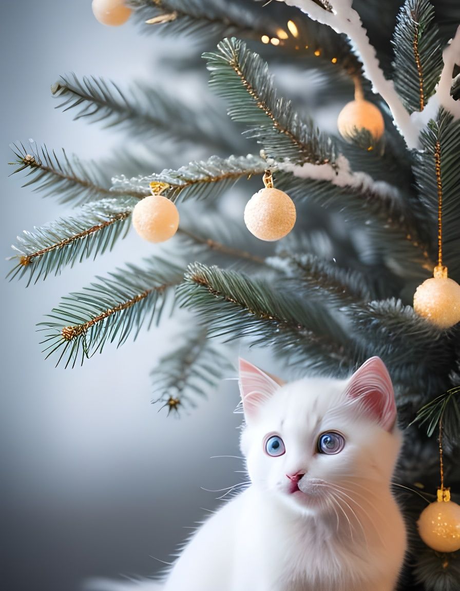 Kitten in Christmas Tree, DSLR Quality