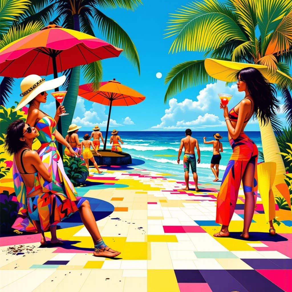 Club Tropicana: A Vibrant Pop Art Beach Scene
