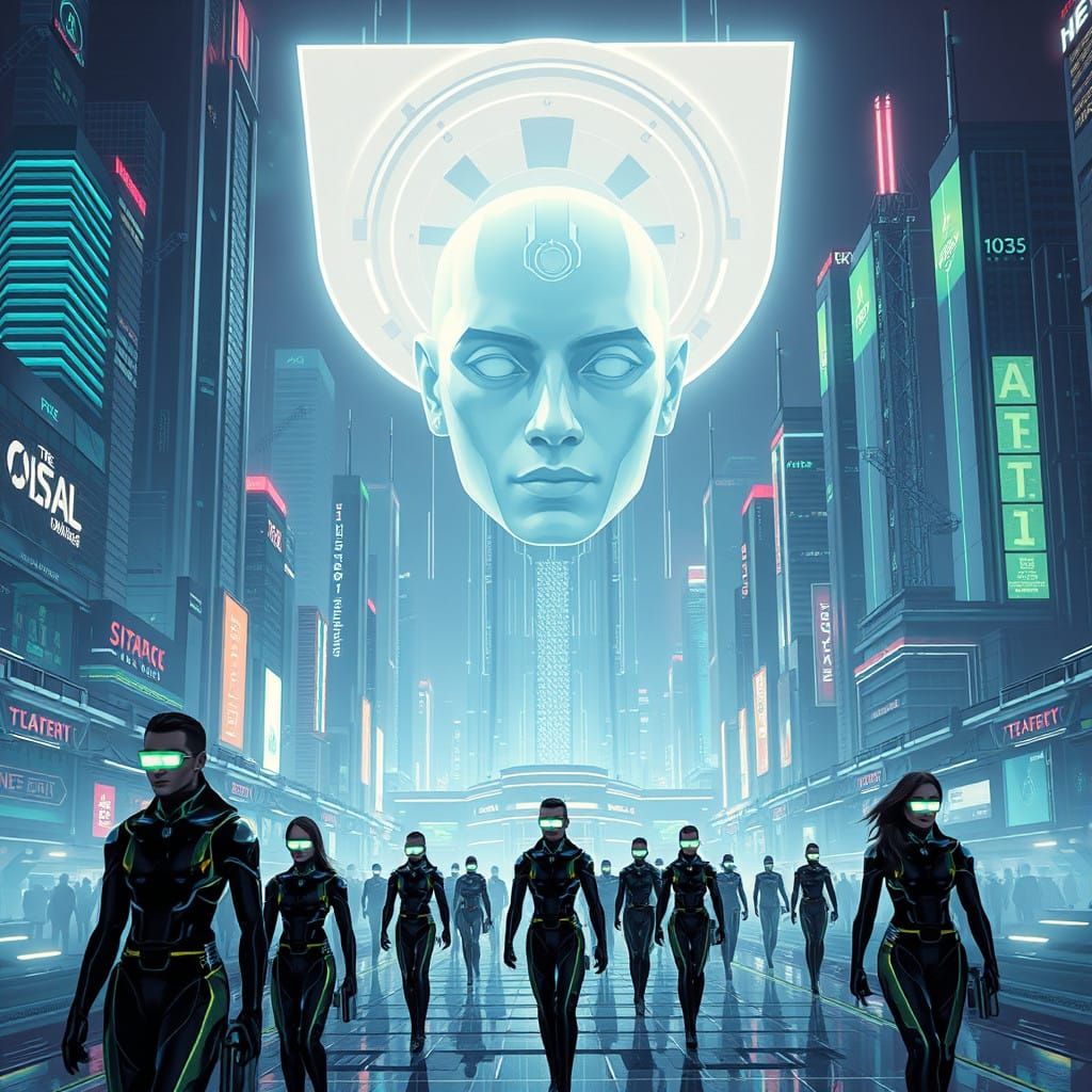 Futuristic Dystopia Under Totalitarian AI Control