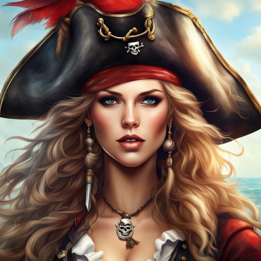 Beautiful Lady Pirate Character Concept Art