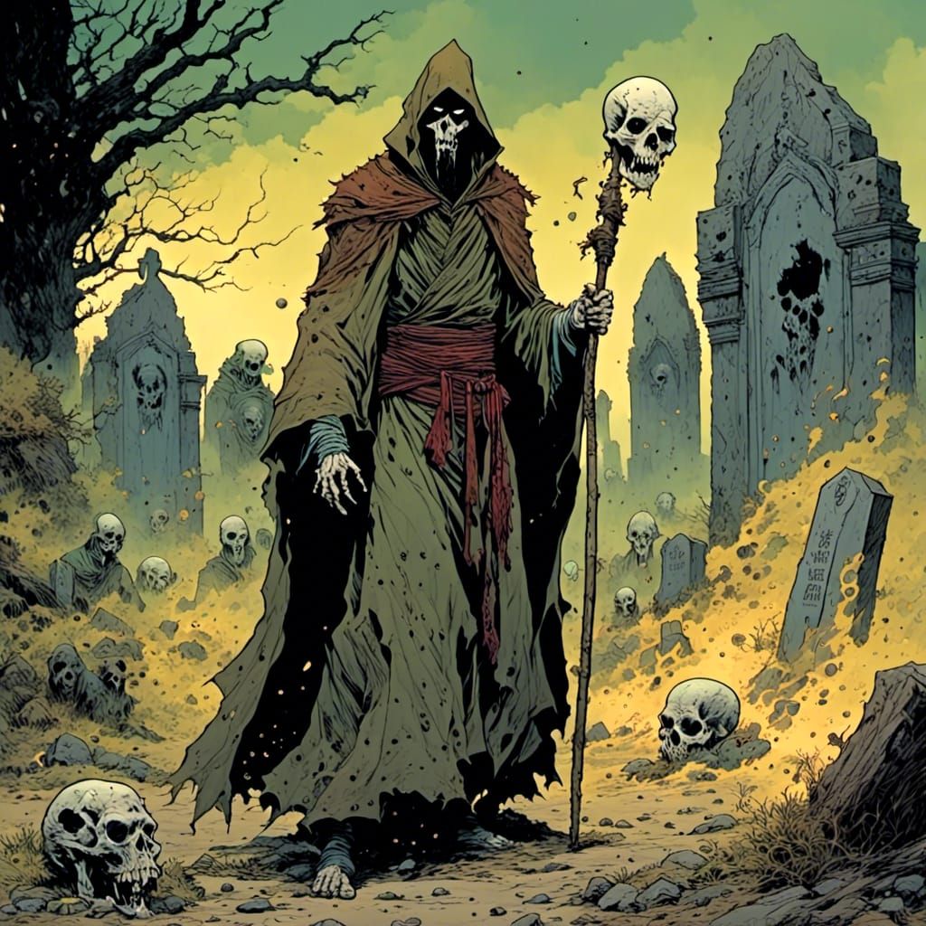 Cursed Necromancer Portrait in Grim Dark Fantasy