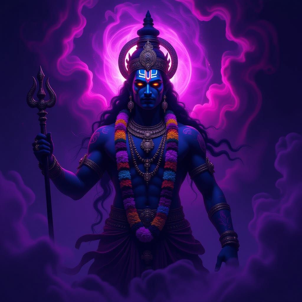 Imposing Deity in Cosmic Void, Baroque Style