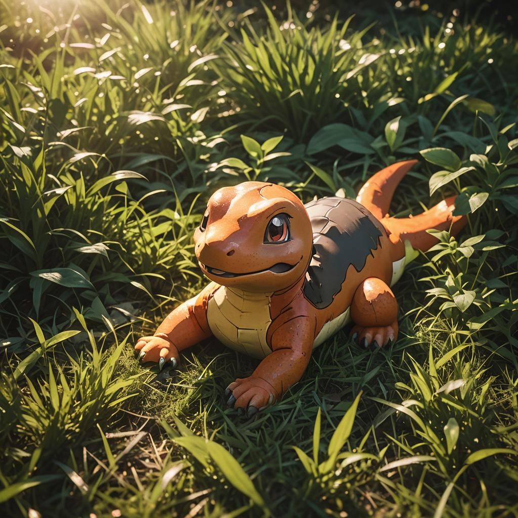 Charmander in Sunlight: A Cinematic Film Still