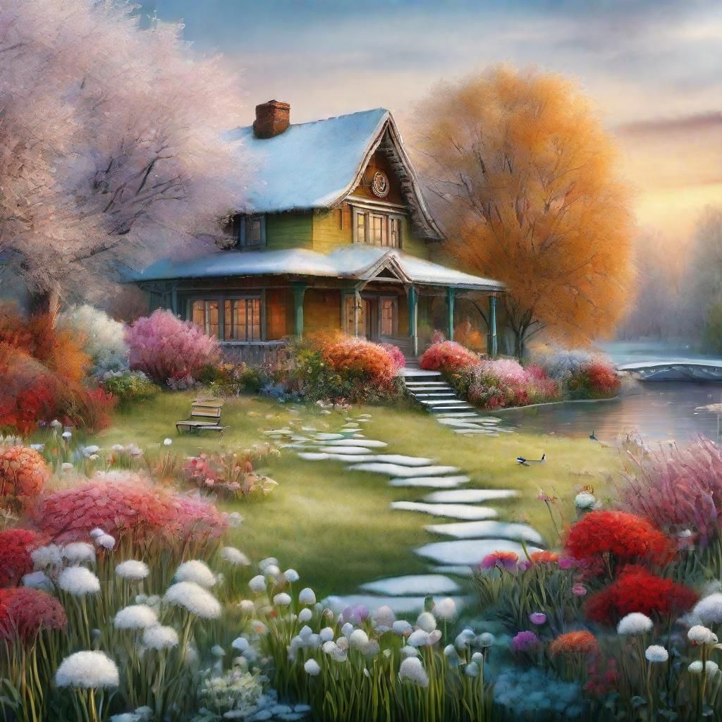 Fantasy Garden With Frost: An Oil Matte Painting