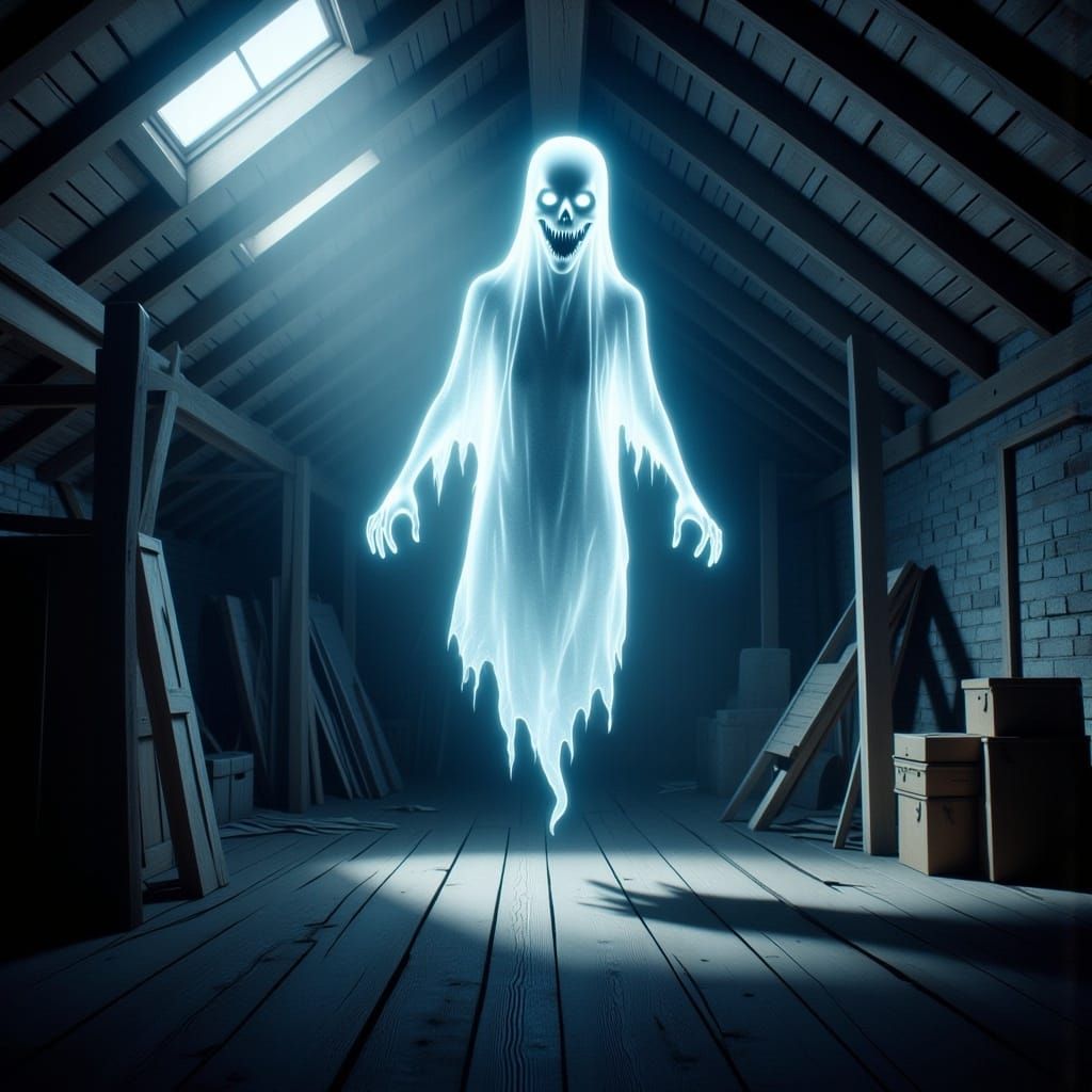 Ethereal Ghost Floating in Graveyard