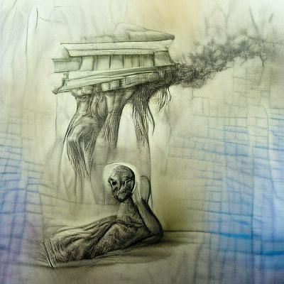 Fading Figure: Simple Pencil Sketch Illustration