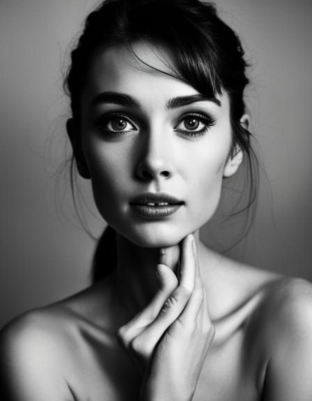 Audrey Hepburn Inspired Portrait in Black and White