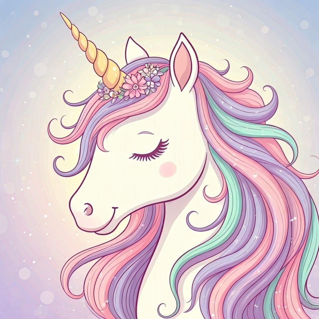 Enchanting Pastel Unicorn with Floral Wreath