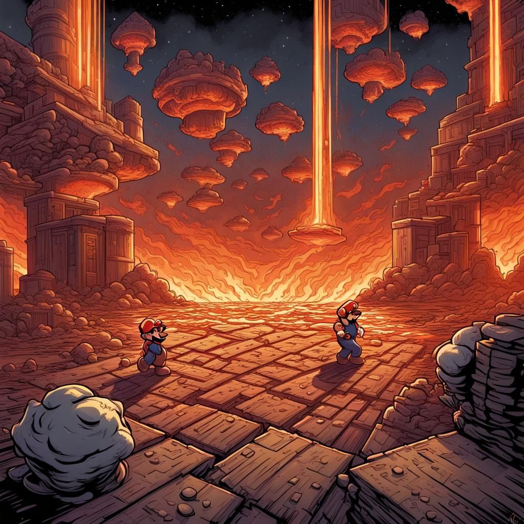 Super Mario Brothers Lava Comic Art
