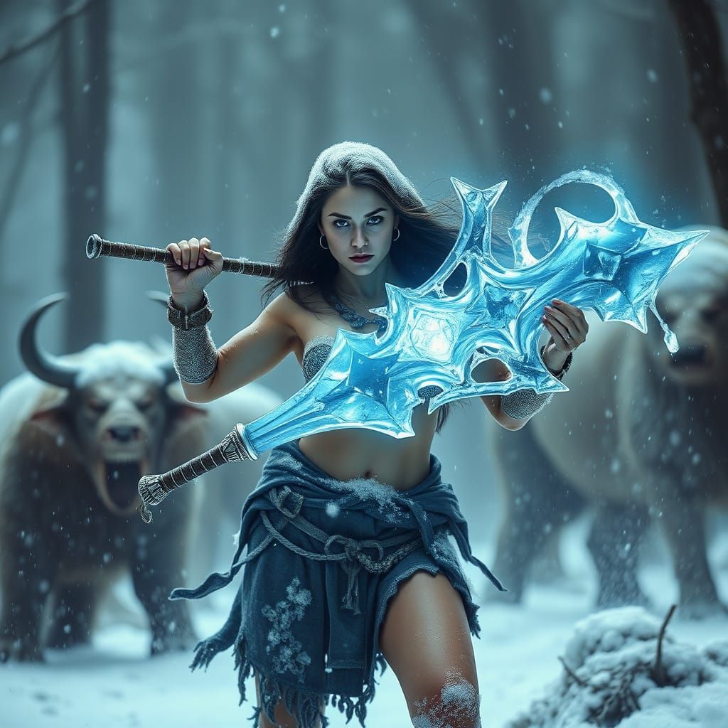 Brave Warrior Woman with Cold Aura