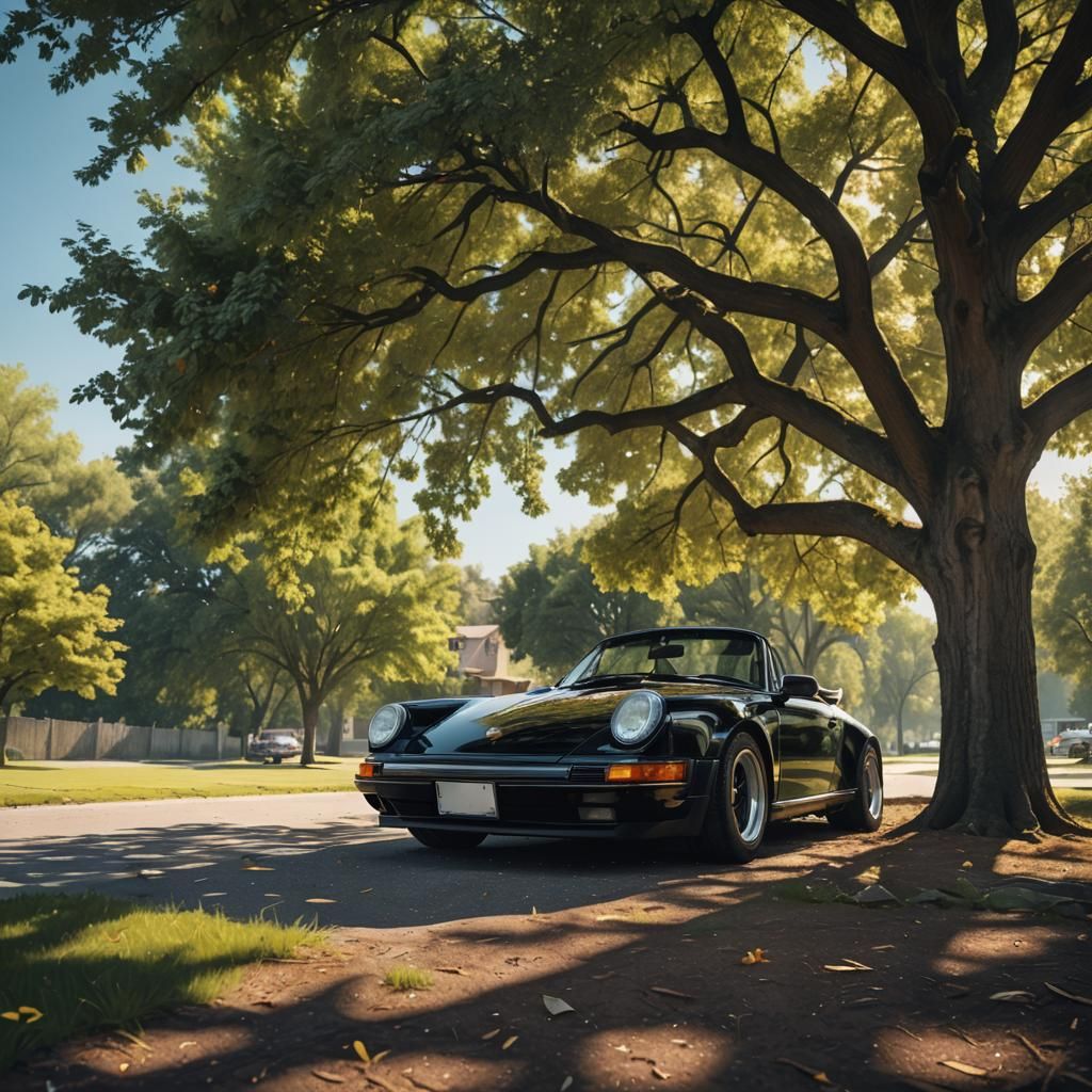 Black Porsche 911 Convertible on a Sunny Day
