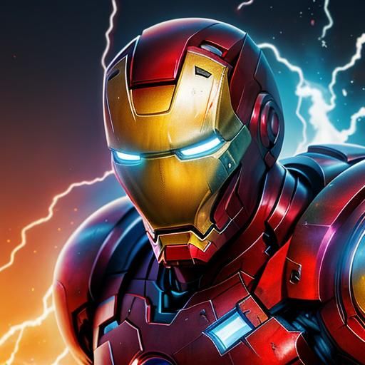 Hyperrealistic Iron Man Splash Art Concept