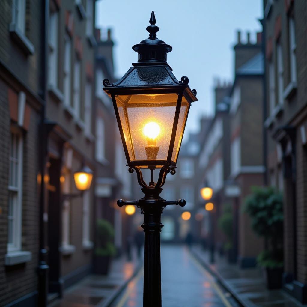 Gas Lamp in London Lane: Retro-Futuristic Ambiance