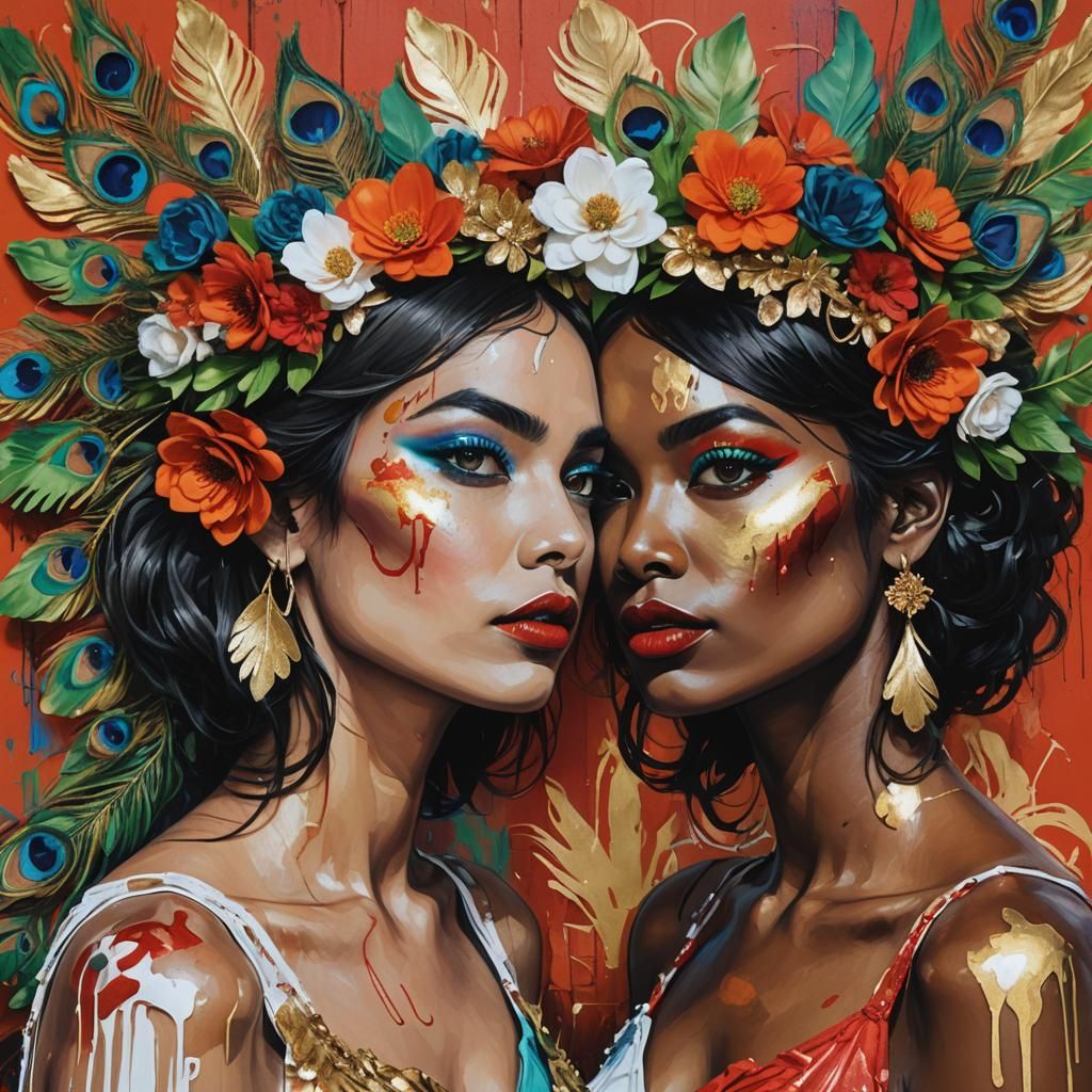 Vibrant Graffiti Art of Two Women