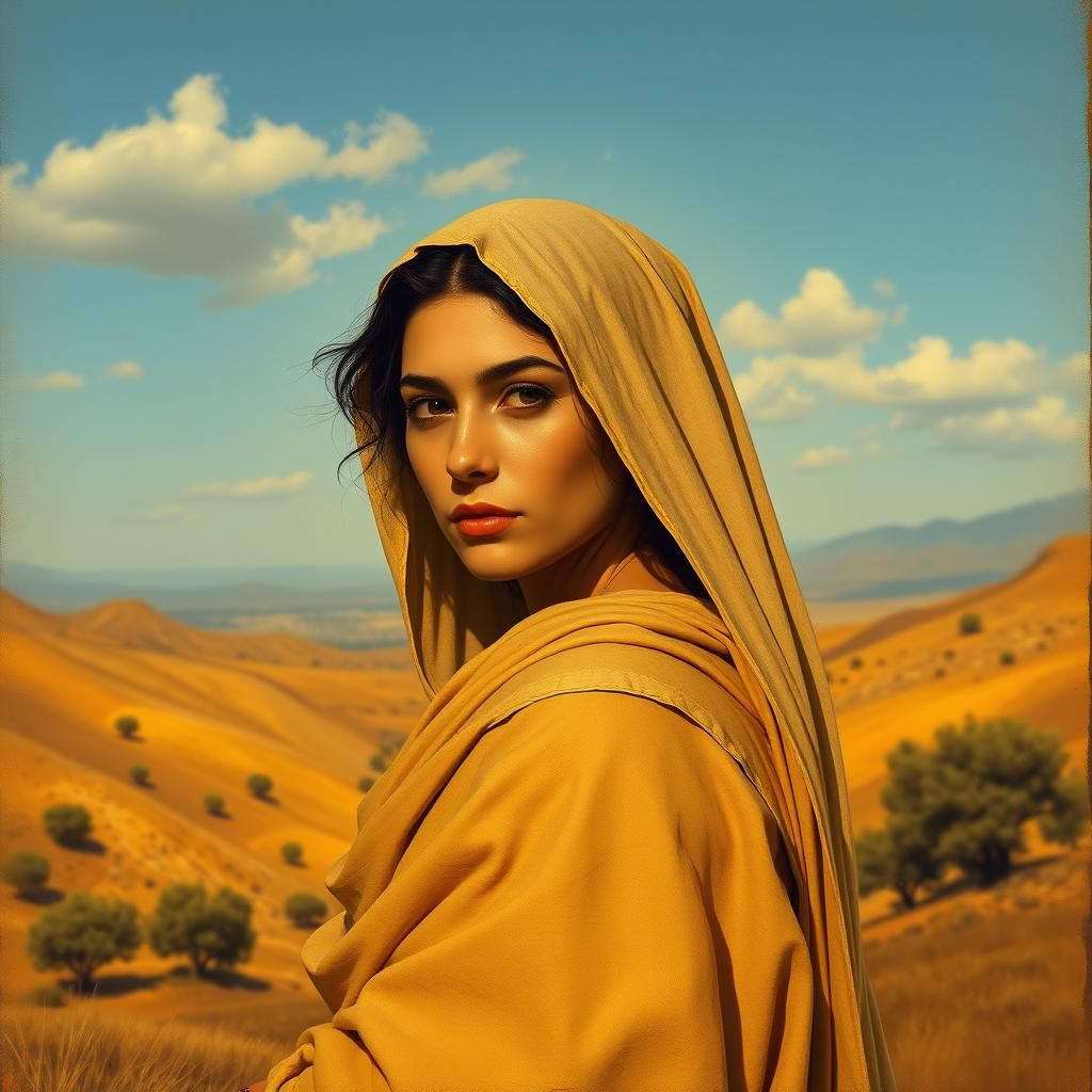 Ancient Jerusalem Woman in Atmospheric Landscape