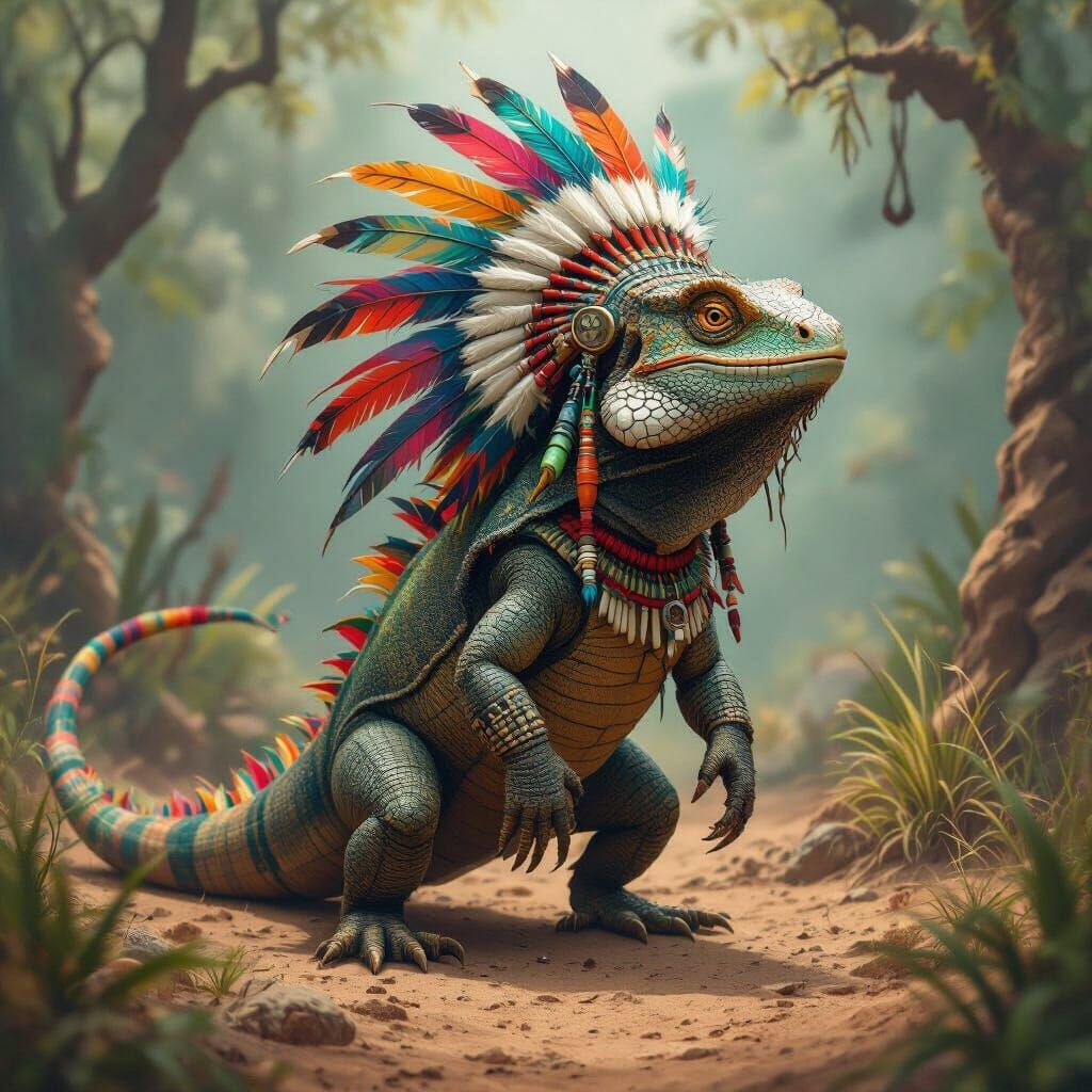 Komodo Lizardman in Primal Bone Adornment