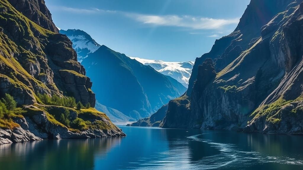 Tranquil Fjord Landscape with Dramatic Cliffs