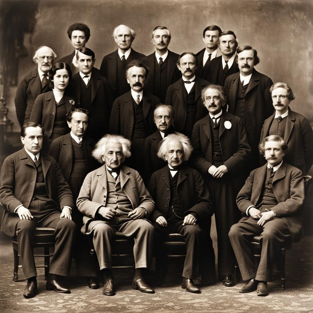 Einstein Surrounded by Look-Alike People