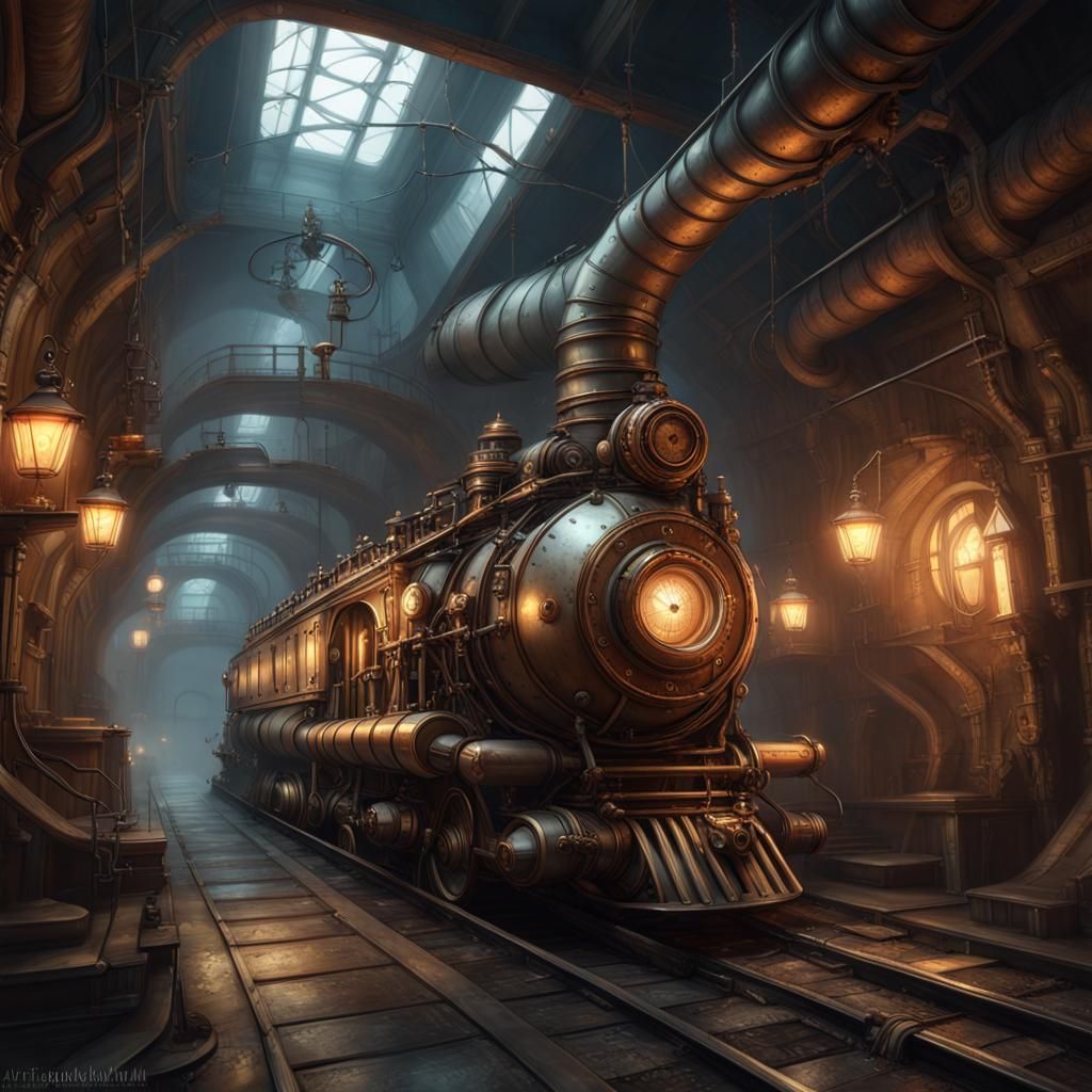 Steampunk Spooky underground subway