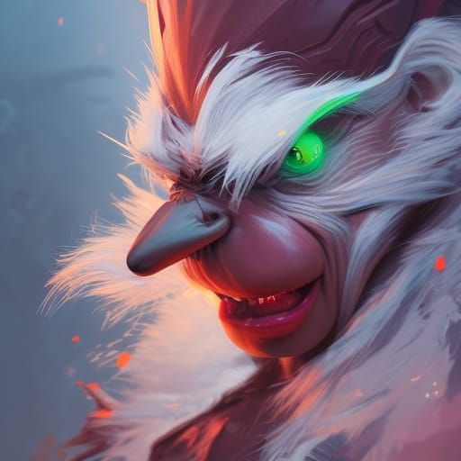 Detailed Portrait of a Green Humanoid Character