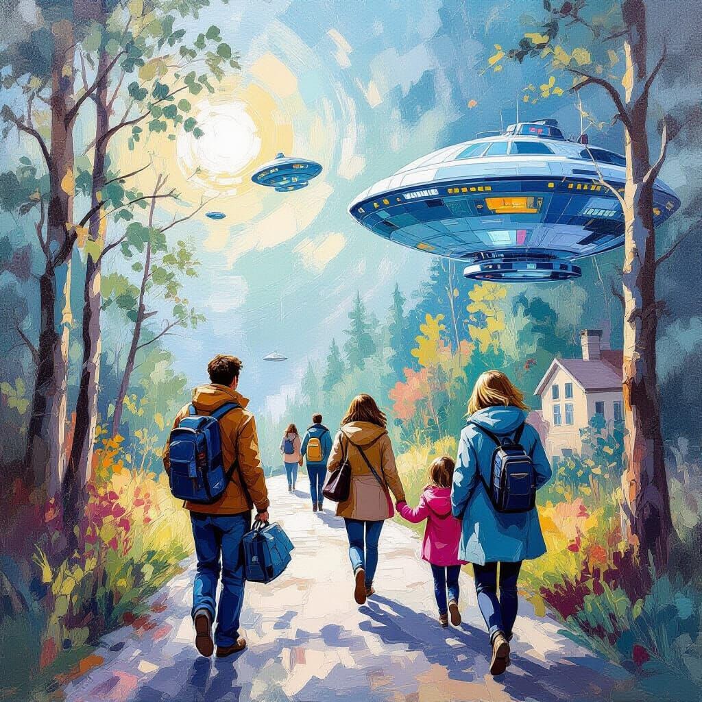 Future Humans Help People: Gouache Watercolor Impressionism