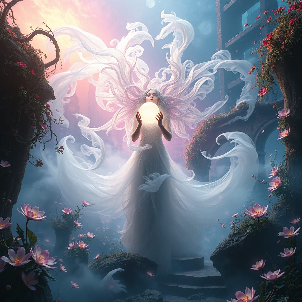 Mystical Transformation in Vibrant, Dreamlike Realism