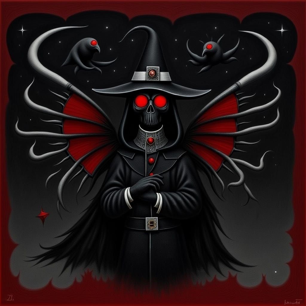 Fiery Eyes Reflecting Stars in Medieval Style