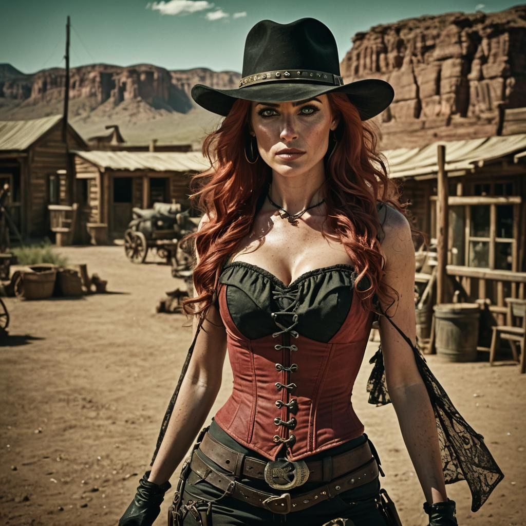 Redhead Cowgirl in the Wild West: Cinematic Portrait