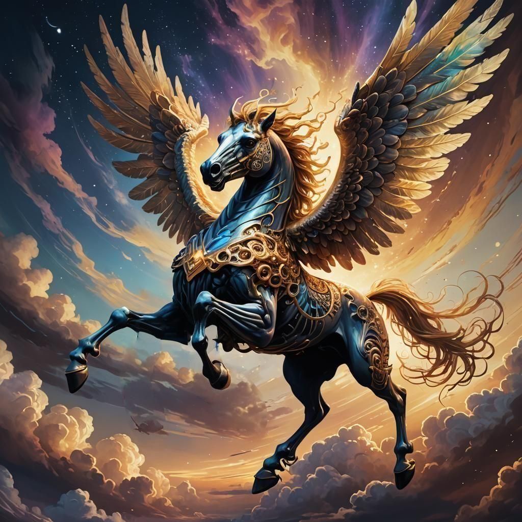 Skeletal Pegasus Fantasy Concept Art in Unreal Engine