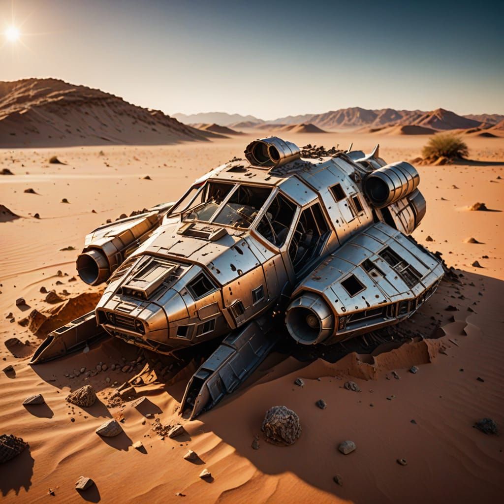 Crashed Spaceship in Desert: Professional Photography