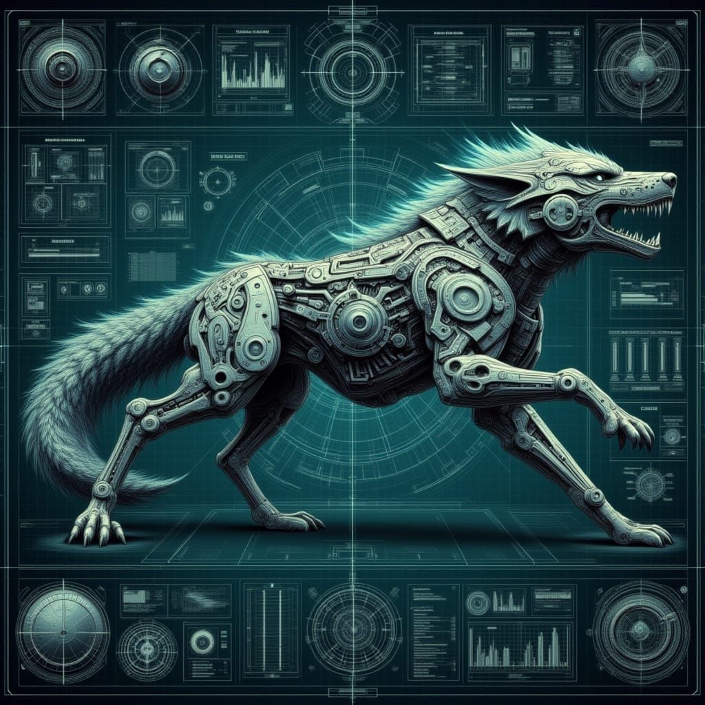 Cybernetic Wolf Minimap with Game Stats