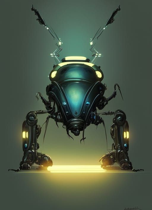 Robotic Beetle Schematic in Hyperrealistic Style