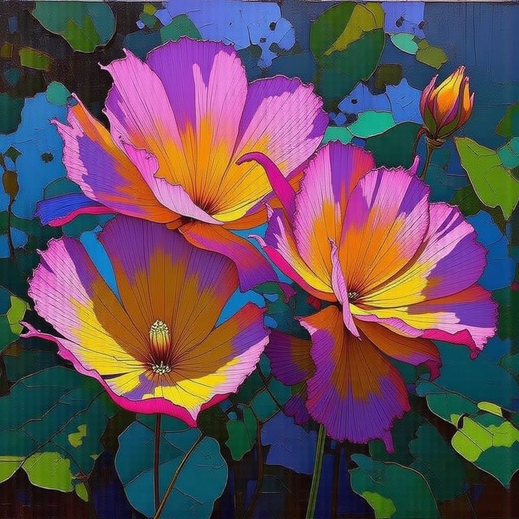 Vibrant Flowers Displayed with Intricate Detail and Texture