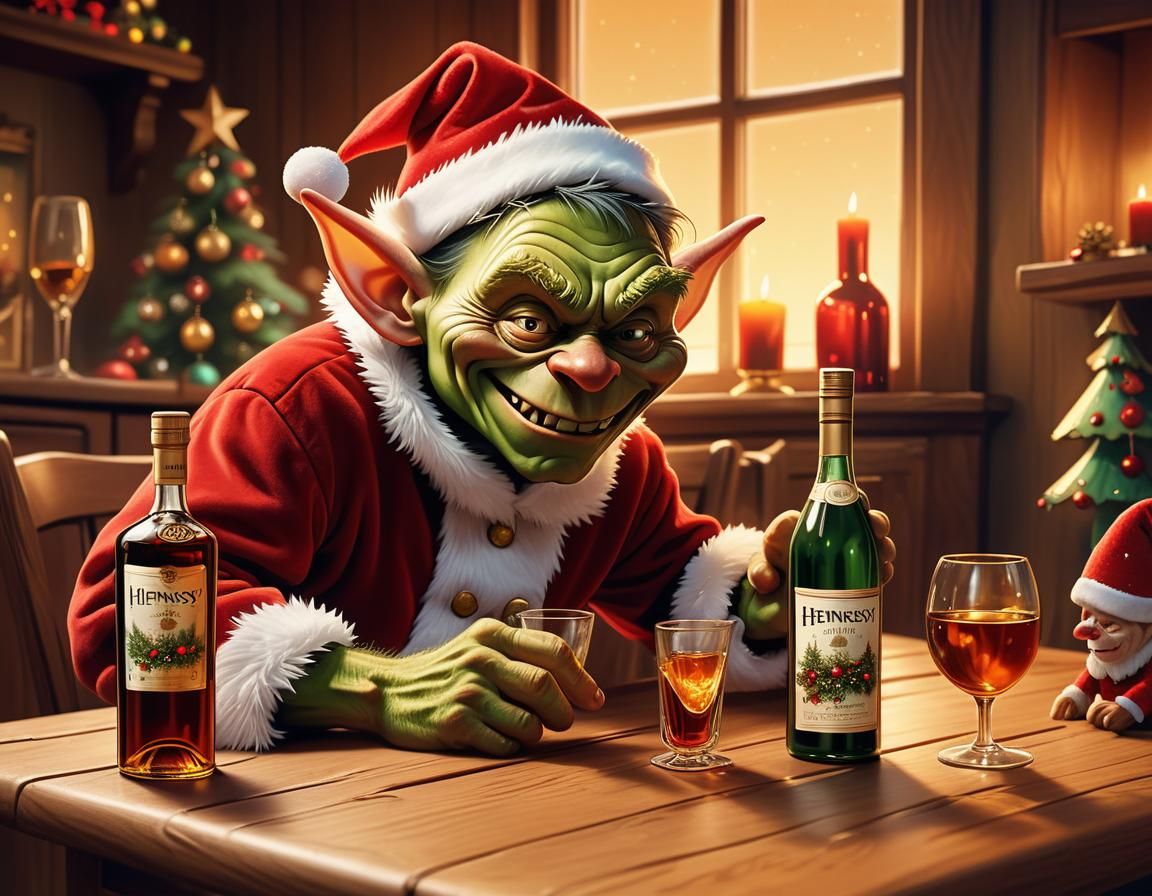 Drunken Goblin Santa Mischief: A Whimsical Christmas Cartoon